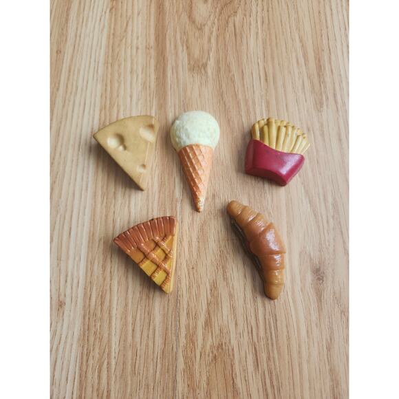 Lot of 5 Food Fridge Magnets Croissant Ice Cream Pie Cheese Fries Kitchen Decor - Picture 1 of 9
